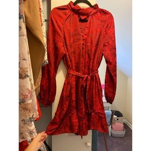 VICI Red Ruffle Mini Dress Long Sleeved
